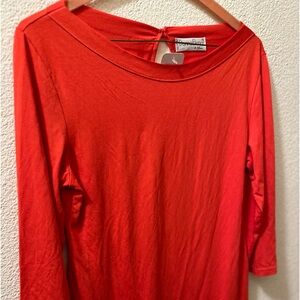 Donna Elena Top Women Orange Viscose Stretch 3/4 SleeveMade In Italy Size XL NWT